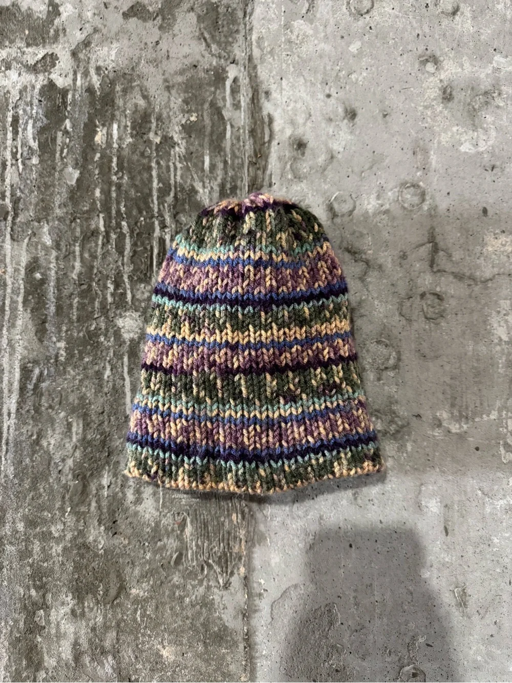 Multicolor Striped Knit Beanie Hat